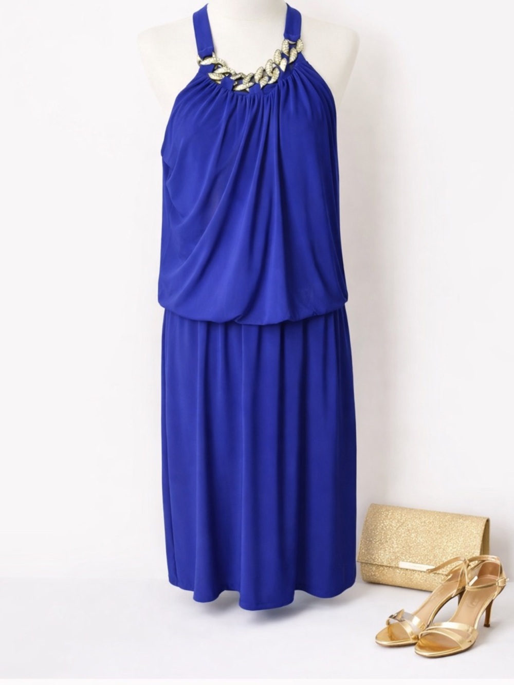 Style & Co. Elegant Blue Halter Dress — Size 14